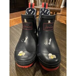 Joules Kids Wellibob Size 1 UK 4 Pull On Chelsea Rain Boots Dogs Dog Show
